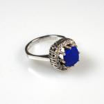 Zlat prsten s lapis lazuli a brilianty + cert.
