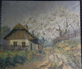 Chalupa s rozkvetlm stromem - Rajsk
