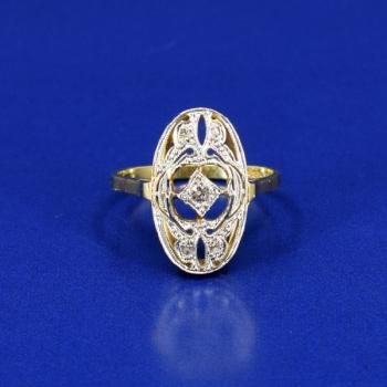 Zlat prsten s diamantem ve stylu art deco