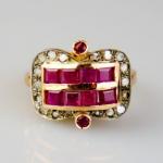 Zlatý prsten s rubíny a diamanty Zlatý prsten s rubíny a diamanty