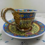 Porcelánový empírový hrnek s podšálkem - Vídeň Porcelánový empírový hrnek s podšálkem - Vídeň