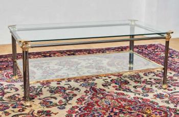 Designový konferenční stolek z čirého skla a kovu  Designový konferenční stolek z čirého skla a kovu