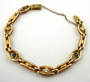 Zlatý náramek s přírodními safíry a diamanty Zlatý náramek s přírodními safíry a diamanty