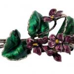 Stříbrná brož - fialky  Stříbrná brož - fialky