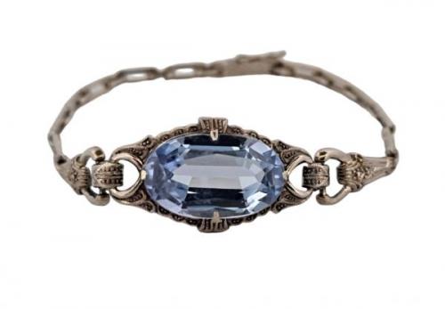 STŘÍBRNÝ SECESNÍ NÁRAMEK S MODRÝM SPINELEM STŘÍBRNÝ SECESNÍ NÁRAMEK S MODRÝM SPINELEM