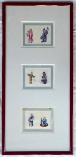 Tři čínské malované výjevy z konce 19. století Tři čínské malované výjevy z konce 19. století