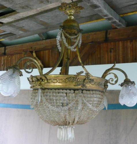 Lustr mosaz+broušené sklo Lustr mosaz+broušené sklo