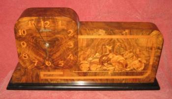 Stolní hodiny s intarzií zn. Beform , Art deco Stolní hodiny s intarzií zn. Beform , Art deco