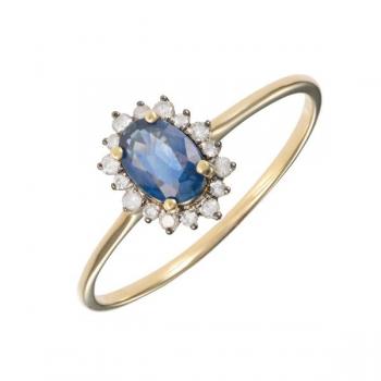 Prsten se safírem a diamanty Prsten se safírem a diamanty