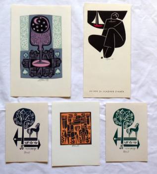 Miroslav Houra - 3x Ex libris JS, PF 1979, bez náz Miroslav Houra - 3x Ex libris JS, PF 1979, bez náz