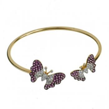 Zlatý náramek s růžovými safíry a brilianty Zlatý náramek s růžovými safíry a brilianty