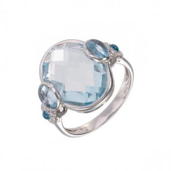 Zlatý prsten s přírodním topazem a diamanty Zlatý prsten s přírodním topazem a diamanty