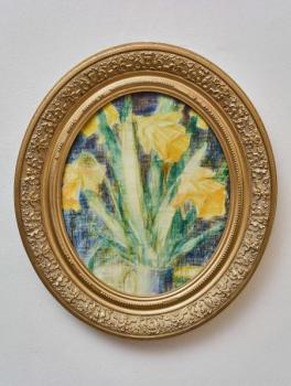 Nadčasový obraz s motivem žlutých narcisů v oválné Nadčasový obraz s motivem žlutých narcisů v oválné