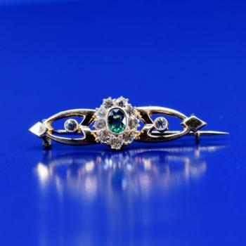 Zlatá brož s turmalínem Zlatá brož s turmalínem