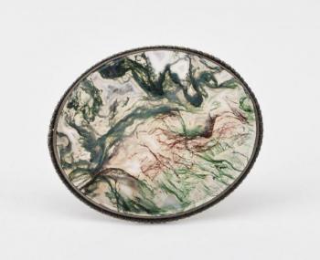 Brož s mechovým achátem Brož s mechovým achátem