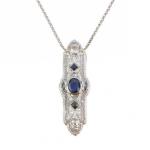 Luxusní briliantový náhrdelník se safírem,Art Deco Luxusní briliantový náhrdelník se safírem,Art Deco
