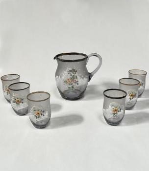 Džbán malovaný + 6 skleniček Džbán malovaný + 6 skleniček