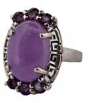 Stříbrný prsten s levandulovým jadeitem a ametysty Stříbrný prsten s levandulovým jadeitem a ametysty