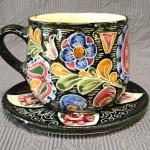 Šálek s podšálkem, ruční malba, zn. Klenčí Šálek s podšálkem, ruční malba, zn. Klenčí