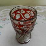 Masivní zdobená rubínová sklenice, biedermeier Masivní zdobená rubínová sklenice, biedermeier