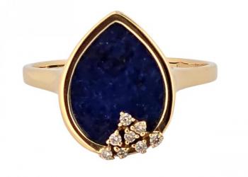 Zlatý prsten s lapis lazuli a diamanty Zlatý prsten s lapis lazuli a diamanty
