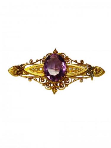 Zlatá brož s ametystem Zlatá brož s ametystem