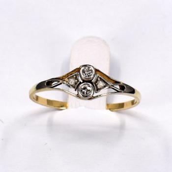 Zlatý secesní prsten s brilianty Zlatý secesní prsten s brilianty