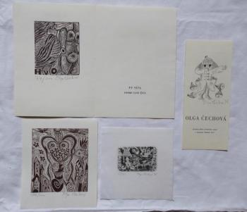 Olga Čechová - PF 1976, Ex libris, Pozvánka, bez n Olga Čechová - PF 1976, Ex libris, Pozvánka, bez n