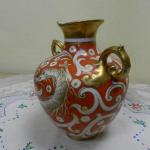 Oranžová zlacená Váza s Draky Oranžová zlacená Váza s Draky