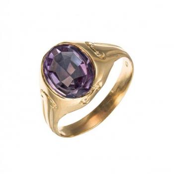 Zlatý prsten s přírodním ametystem Zlatý prsten s přírodním ametystem