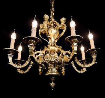 Starožitný francouzský bronzový lustr Mazarin Starožitný francouzský bronzový lustr Mazarin