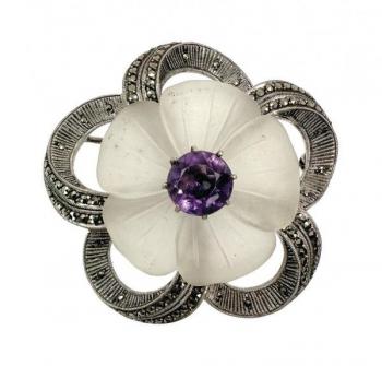 Theodor Fahrner, stříbrná brož s horským křišťálem Theodor Fahrner, stříbrná brož s horským křišťálem