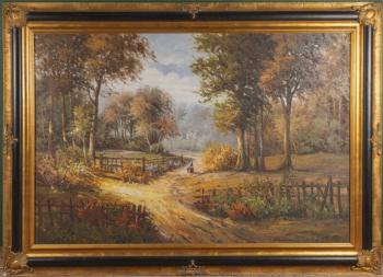 63. Podzimní lesní krajina s postavami na rozcestí 63. Podzimní lesní krajina s postavami na rozcestí