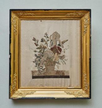 Květinový obraz - výšivka z období Biedermeieru Květinový obraz - výšivka z období Biedermeieru