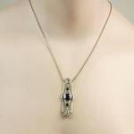 Luxusní briliantový náhrdelník se safírem,Art Deco Luxusní briliantový náhrdelník se safírem,Art Deco