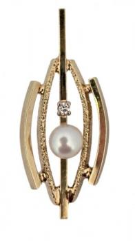 Designový zlatý Art Deco přívěsek s diamantem a pe Designový zlatý Art Deco přívěsek s diamantem a pe