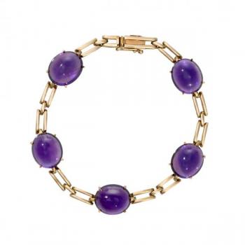 Zlatý náramek s přírodními ametysty Zlatý náramek s přírodními ametysty