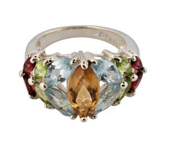 Stříbrný prsten ”duhový” s drahokamy Stříbrný prsten ”duhový” s drahokamy