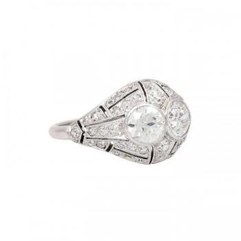 Platinový prsten s brilianty1,45 ct, Art Deco Platinový prsten s brilianty1,45 ct, Art Deco