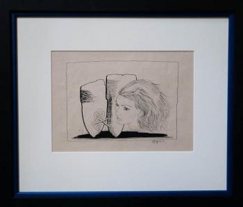 TOYEN - Abstraktní kompozice s dívčí tváří TOYEN - Abstraktní kompozice s dívčí tváří