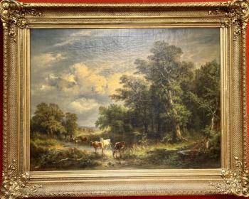 Carl Schwenninger starší, Říční krajina se stádem Carl Schwenninger starší, Říční krajina se stádem