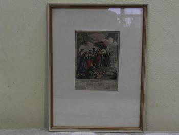 Barokní grafika, kolorovaný mědiryt  Barokní grafika, kolorovaný mědiryt