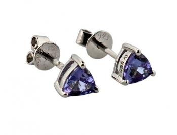 Stříbrné náušnice pecičky s tanzanitem ”triangl” Stříbrné náušnice pecičky s tanzanitem ”triangl”