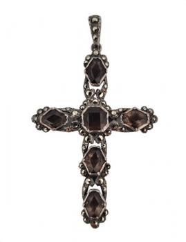 STŘÍBRNÝ PŘÍVĚSEK KŘÍŽ SE ZÁHNĚDOU A MARKAZITY STŘÍBRNÝ PŘÍVĚSEK KŘÍŽ SE ZÁHNĚDOU A MARKAZITY