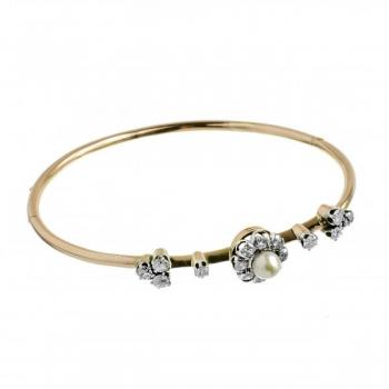 Zlatý náramek s brilianty a perličkou Zlatý náramek s brilianty a perličkou