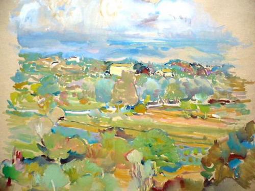 Stuchlík - Stromy a domy, modré nebe Stuchlík - Stromy a domy, modré nebe