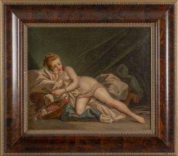 50. Ležící dívčí akt s košem růží 50. Ležící dívčí akt s košem růží