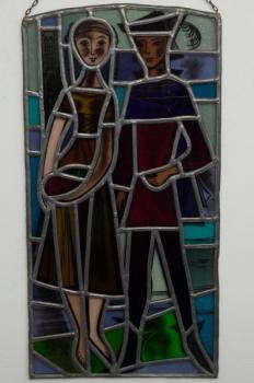 Olověná vitráž „Mladý zamilovaný pár” Olověná vitráž „Mladý zamilovaný pár”