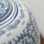 Čínské párové zásobnice s víky, kobaltová podglazu Čínské párové zásobnice s víky, kobaltová podglazu