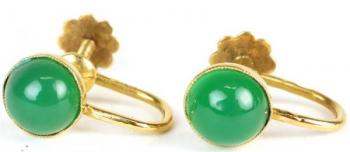 Zlaté náušnice s chrysoprasem Zlaté náušnice s chrysoprasem